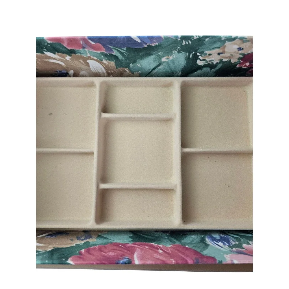 Floral Fabric Jewelry Box with Tray Organizer -‎ Vintage Style Storage Case